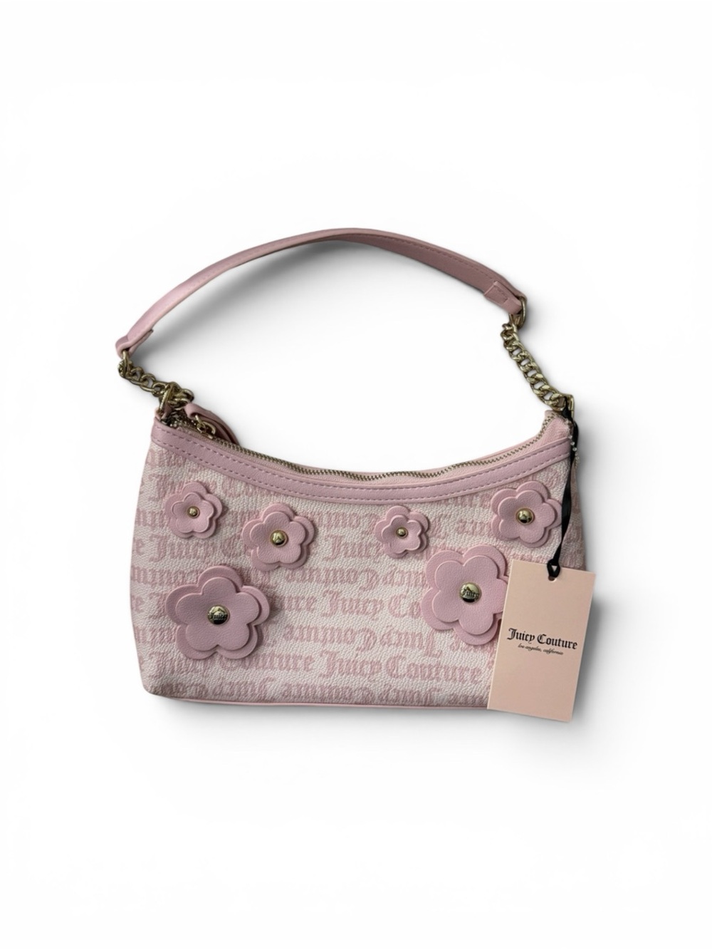 Juicy Couture Blush Flamingo Pink Floral Appliqué Crossbody
